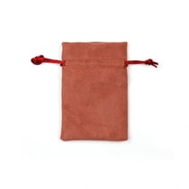 Pochette velours avec cordons - Coloris terracotta - 8x12 cm