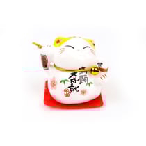 Chat Maneki Neko - Porte-bonheur - Jaune - 4 cm