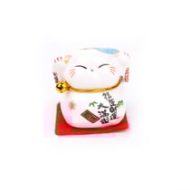 Chat Maneki Neko - Porte-bonheur - Bleu - 4 cm