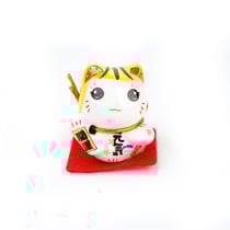 Chat Maneki Neko - Porte-bonheur - Jaune - 4 cm