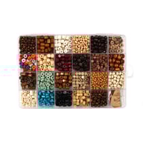 Coffret de perles en bois multicolores - Créalia