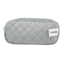 Trousse rectangulaire 2 compartiments Cultura - Velours bleu gris