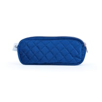 Trousse rectangulaire 2 compartiments Cultura - Velours bleu nuit