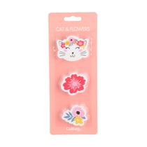 Lot  3 gommes - Cat & Flowers - Cultura