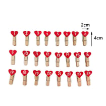 Lot de 24 pinces à linge numérotées - Noël Enfant