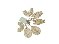 Lot de 6 supensions en bois - Lapins fleurs - Créalia enfants