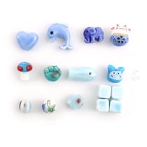 Perles céramique kawaï - Bleu - Créalia