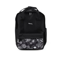 Sac de cours Cultura - Fleurs XL noires - 2 compartiments
