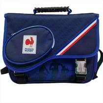 Cartable 2 compartiments - FFR - La Plume Dorée - Bleu marine