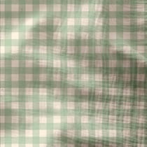 Coupon de tissu en double gaze - 200 x 130 cm - Vichy Vert de Gris