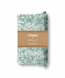 Tissu en gaze de coton Domotex - 200 x 130 cm - Vert de gris / Blanc cassé