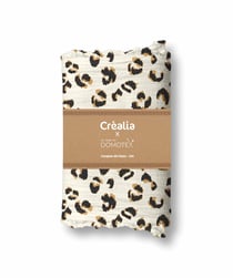 Tissu en gaze de coton Domotex - 200 x 130 cm - motif léopard - Écru / Marron