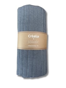 Tissu coton matelassé Domotex - 100 x 140 cm - Rayé Marine / Blanc