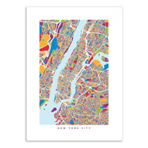 Affiche 50 x 70 cm - New-York Colored map
