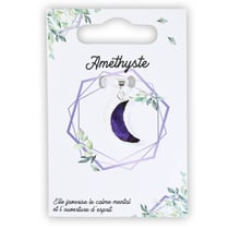 Pendentif plaqué argent - Lune - Améthyste