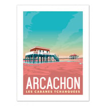 Affiche 50x70 arcachon «les cabanes»