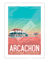 Affiche Arcachon "Les Cabanes Tchanquées" - 30 x 40 cm 