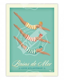 Affiche Marcel - Bains de mer côte Atlantique - 30 x 40 cm
