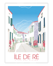  Affiche Ile de Ré "L'île aux Fleurs" - 30 x 40 cm 