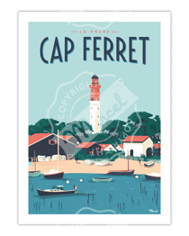 Affiche Cap Ferret "Le Phare" - 30 x 40 cm 