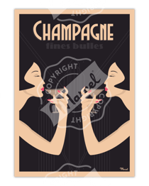 Affiche Champagne « Fines Bulles » - 30 x 40 cm 