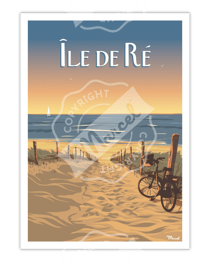 Affiche 50x70 "ile de Re bois plage"