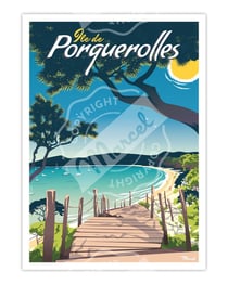 Affiche Porquerolles " Plage Notre Dame"- 30 x 40 cm