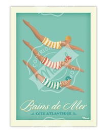 Affiche Bain de mer "Les Côtes"- 30 x 40 cm