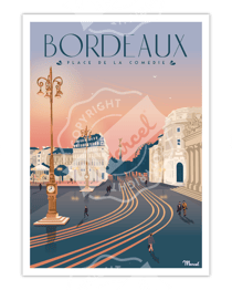 Affiche Bordeaux "Place de la Comédie" - 30 x 40 cm 