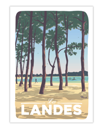 Affiche Landes - Au bord du lac - 50 x 70 cm