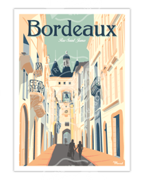 Affiche Bordeaux "Rue Saint-James" - 30 x 40 cm 