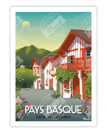 Affiche Pays Basque "Village Basque" - 30 x 40 cm 
