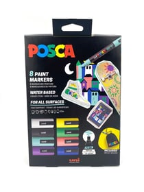 Coffret 8 marqueurs pointe moyenne - Posca - Couleurs assorties