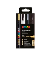 Lot de 4 marqueurs peinture pointes moyennes coniques - Posca - Métallique
