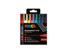 Lot de 8 marqueurs acryliques à base d'eau pointes fines coniques - Posca - Basic