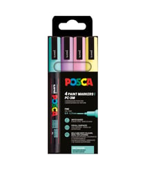 Lot de 4 marqueurs acryliques à base d'eau pointe fine - Posca - Couleurs douces