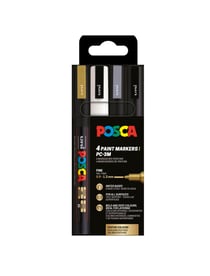 Lot de 4 marqueurs peinture pointes fines coniques - Posca - Métallique