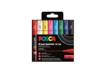 Lot de 8 marqueurs acryliques à base d'eau pointes extra-fines coniques - Posca - Basic