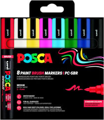 Pochette 8 marqueurs acryliques à base d'eau - Posca - Brush - PC-5BR