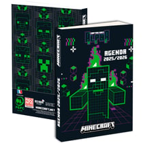 Agenda scolaire journalier 2025/2026 - Minecraft - 12x17x1,5 cm - Noir et vert