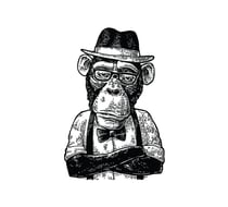 Écusson transfert thermo-adhésif -  Petit modèle - Singe avec chapeau