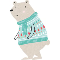Écusson transfert thermo-adhésif -  Grand modèle - Ours avec pull d'hiver