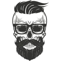 Écusson transfert thermo-adhésif -  Grand modèle - Tête de mort hipster