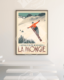 Affiche 50x70  «La Mongie Tremplin à ski»