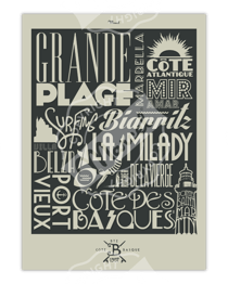 Affiche 50x70 "typography biarritz"