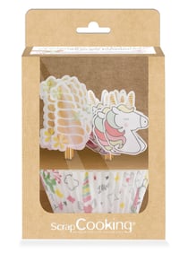 Lot de 24 caissettes + 24 cake toppers ScrapCooking® - Licorne
