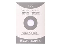 Lot de 100 fiches bristol quadrillé 5 x 5 mm Exacompta - 14,8 x 21 cm - blanc