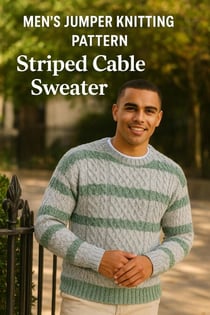 Men’s Jumper Knitting Pattern Striped Cable Sweater