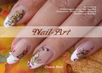 Nail-Art - Marmorierung, Bildübertragung mit Gel oder Nagellack, Strasssteine-,Blüten-, Glitzerverarbeitung, Stempeln und Ähnliches