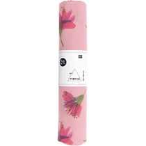 Coupon de tissu coton - 50x140 cm - Fleur aquarelle saumon